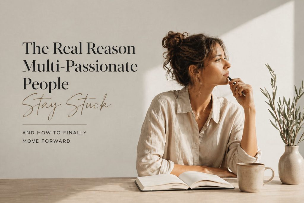 Minimal neutral-toned featured image for a Your Purpose Path article about waiting on God’s timing versus taking action, showing a thoughtful woman journaling in a calm workspace.